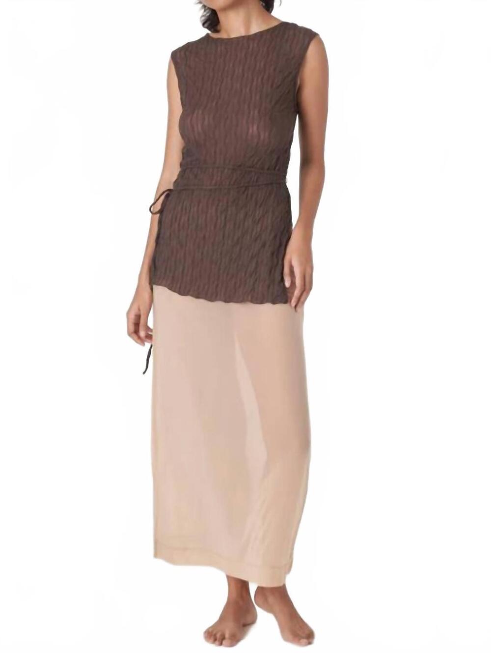 NEW FIND ME NOW women's second skin ruched ross tunic top in brown